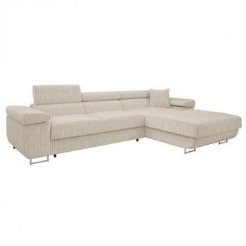 Sofá rinconero Comfivo S102 con función de descanso y caja de ropa de cama, 280 x 170 x 70 cm, color marrón claro