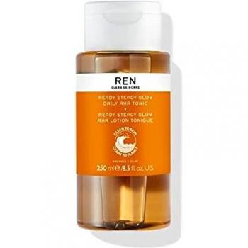 REN Clean Skincare Glow Tonic - Daily Facial Brightening - Exfoliate, Hydrate & Even Skin Tone with Resurfacing AHAs & BHAs - Cruelty Free & Vegan Pore Reducing Toner, 250ml