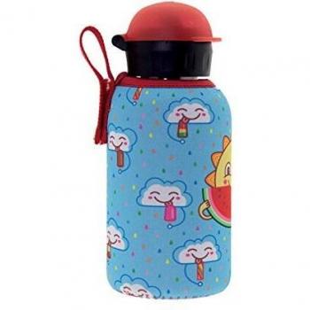 Laken Thermoflasche Edelstahl 0,35 l mit Klappverschluss und Neoprencover Termo Acero Inoxidable, Cierre de Solapa y Funda de Neopreno 0,35 litros, Color Azul, Adultos Unisex, Freskito-Blau