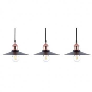 Conjunto de 3 lámparas colgantes de metal negro estilo industrial 22 cm Swift S