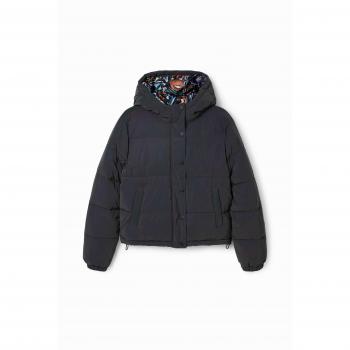 Chaqueta acolchada gris para mujer con reflejos metálicos Desigual Re