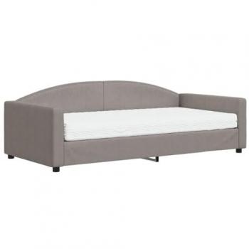 Sofá cama con colchón de tela gris taupe 100x200 cm