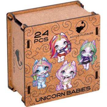 Active Puzzles - Puzzle de Madera Unicorn Babies 15x15 cm - 24 Piezas