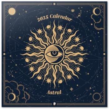 Calendario Pared 2025 Astral 30x30 cm con Fases Lunares y Planificador Mensual