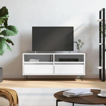 Gabinete de soporte de TV blanco pulido 100x34,5x44,5 cm de madera multicapa