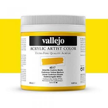 Vallejo : Artist Acrylic : 500ml Pot : Cadmium Yellow Medium