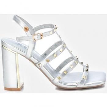 Sandalias Xti plateadas de tacón para mujer