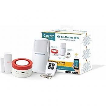 Garza Smart - Kit Sistema de Alarma Inteligente Wifi para el hogar, Sirena 120 dB, Sensor Movimiento y Apertura de Puertas/Ventanas, Alarma sin cuotas, Wifi 2,4 GHz, Control remoto a través de app