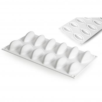 Molde de Silicona Quenelle 24 Cavidades CurveFlex de Silikomart Profesional 63x29 H28 mm