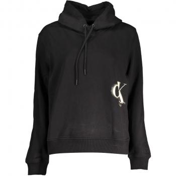 Calvin Klein Women's Elegant Black Cotton Blend Hooded Sweatshirt - Size M