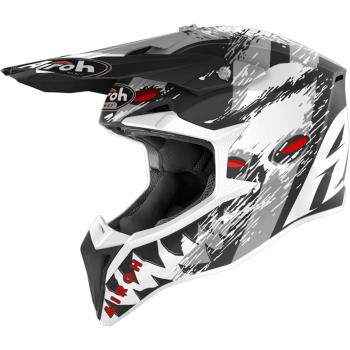 Airoh Casco de Cross Wraap Demon - Motocross, Color Negro Blanco Rojo, Talla XL