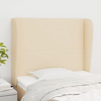 Cabecero con orejas de tela color crema 83x23x118/128 cm