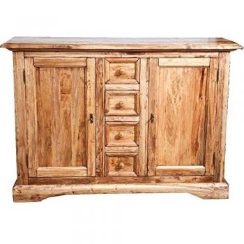 Aparador de cocina estilo Country en madera maciza de tilo con acabado natural 135x45x92 cm