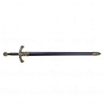 Réplica de Espada de caballero templario usada en las cruzadas, siglo XII, de 110 cm de color negro Arma decorativa sin filo