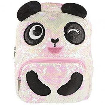 Mochila infantil oso panda con lentejuelas. Mochila de niño y niña. Cierre con cremallera en la parte