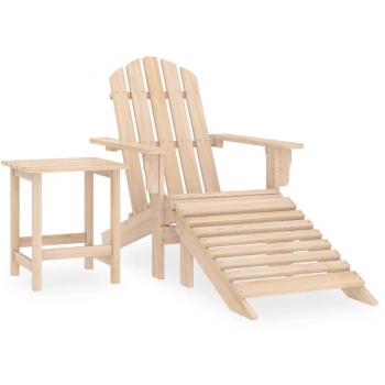 vidaXL Garden Adirondack Chair with Ottoman and Table Solid Fir Wood