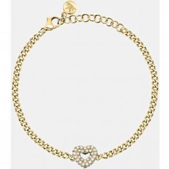 Pulsera Morellato Incontri con corazón de acero dorado y cristal