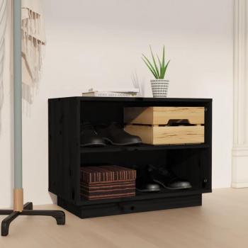 Zapatero negro de madera maciza de pino 60x34x45 cm