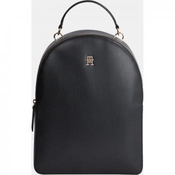 Tommy Hilfiger Eco-Chic Black Refined Backpack with Automatic Closure, Female, Size: ONE SIZE