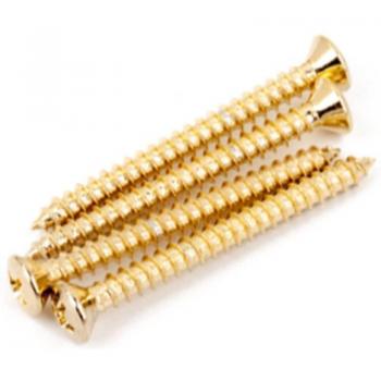 Fender Genuine Fender Guitar Neck Plate Mounting Screws - 8x1-3/4, Gold, 4 Pieces