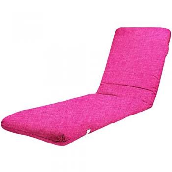 Cojín para Tumbona de Jardín con Relleno de Fibra Acolchada y Funda Lavable con Cremallera (120 x 50 x 6 cm, Fucsia)