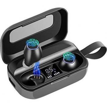 Auriculares Inalámbricos, Moosen Auriculares inalámbricos Bluetooth 5.0 con Estuche de Carga de 2200 mAh, 120 Horas de Juego, Control táctil Inteligente, IPX7 Impermeable, para Correr Deporte