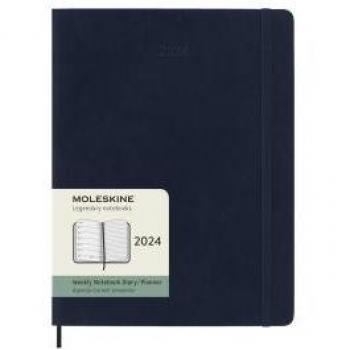 Agenda Moleskine 2024 semana vista tapa blanda extralarge azul zafiro