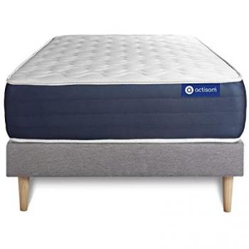 Somier gris ACTISOM + Colchón viscoelástico 80 x 200 cm con 5 zonas de confort
