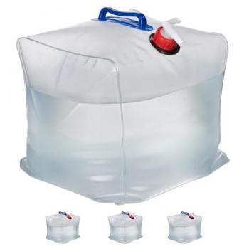 Set de 8 Bidones Plegables de 20L con Grifo y Asas, Sin BPA, Aptos para Alimentos, Transparentes
