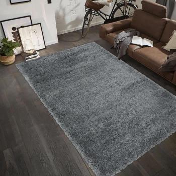 Alfombra Shaggy Rectangular 120x170 cm Gris Liso Adaptada para Calefacción por Suelo