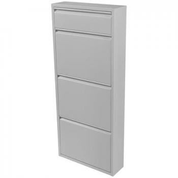 Zapatero inclinable blanco de 4 cajones - 118 x 50 x 15 cm