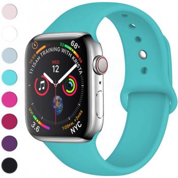 Lerobo Sport Correa para Apple Watch Correa 38mm 42mm 40mm 44mm, Pulsera de Repuesto de Silicona Suave Correa para Apple Watch Series 4, Series 3, Series 2, Series 1, 42mm/44mm S/M Verde Acqua