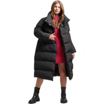 Superdry Women's Long Quilted Black Down Coat