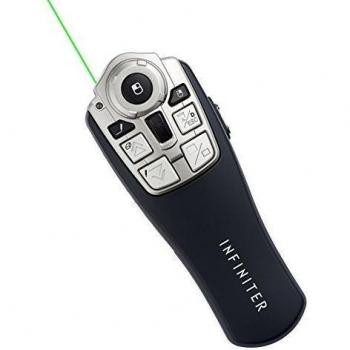 INFINITER Puntero láser inalámbrico USB a 2,4 GHz Gyro Mouse con láser verde , alimentado por 2 pilas AAA - ¡INCLUIDAS!