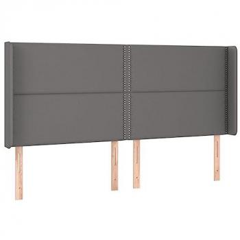 Cabecero con LED de cuero sintético gris 183x16x118/128 cm