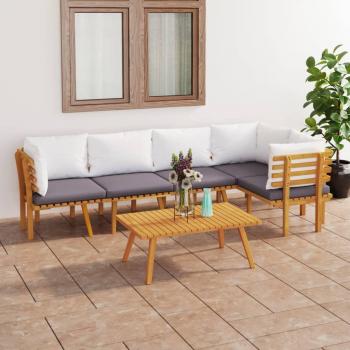 6-Piece Garden Lounge Set with Cushions in Solid Acacia Wood
