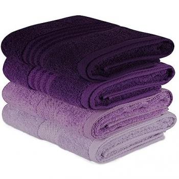 Juego de Toallas Morado Oscuro 100% Algodón Suave y Absorbente - 4 Piezas 50x90cm