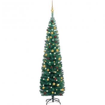 vidaXL Árbol de Navidad artificial con LEDs y bolas PVC verde 180 cm