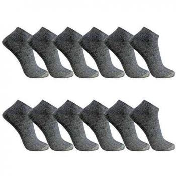 FALARY Calcetines Tobilleros Hombre 12Pares Deportivo Sciclismo Cortos Respirable Algodón Antideslizantes_Gris_4346