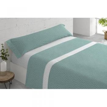 Juego de Sábanas Tres Piezas Donegal Collections - Modelo Puntos Aqua - Cama 150cm - Calidad Extrasuave - Incluye Bajera, Encimera y Funda Almohada