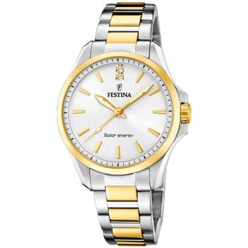 Festina F20655/2 Solar Energy Reloj de Mujer Acero Inoxidable 316L Blanco Bicolor