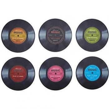 Posavasos Multicolor de Record Music - Set de 6 - Unisex - Estilo Divertido y Moderno