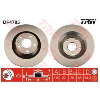 Disco de freno TRW DF4785, ventilado, 1 pieza
