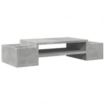 Soporte de pantalla con almacenaje gris hormigón 70x27x15 cm