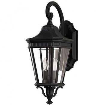 Aplique exterior FEISS Cotswold Lane negro 52,1cm, farolillo de pared mediano para exterior 2 luces, IP44, E14