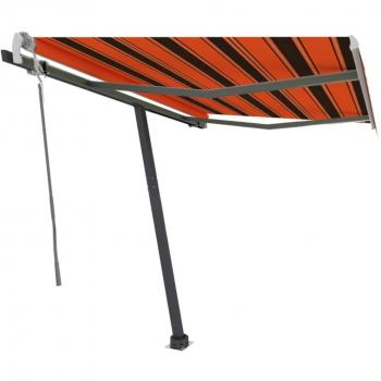 Toldo de pie retráctil manual naranja y marrón 350x250 cm