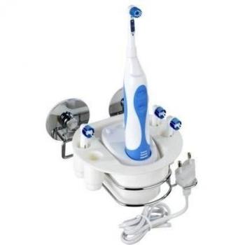 WENKO Turbo-Loc® repisa para cepillos de dientes eléctricos - fijar sin taladrar, Acero, 14.5 x 10 x 14.5 cm, Cromo