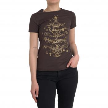 Dolce & Gabbana Brown Crewneck 2017 Motive Print T-shirt - IT42|M, Female, Size: S