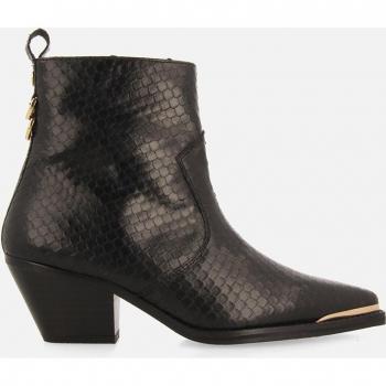 Gioseppo Smyrna Black Leather Cowboy Ankle Boots