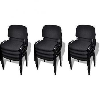 vidaXL Sillas de Oficina Modelo Apilables Pack 12 Piezas Material Tela Negra